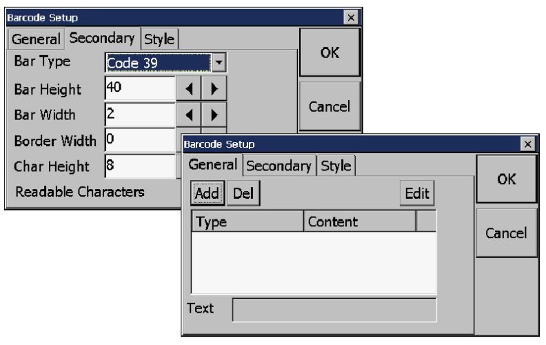 Barcode printing contents message of text, serial number, date/ time code and external massage