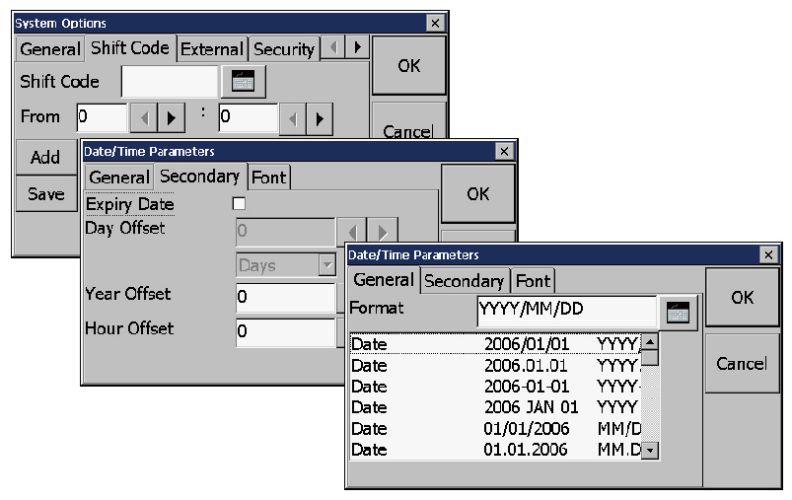 Multi-format for date/time and shift codes print